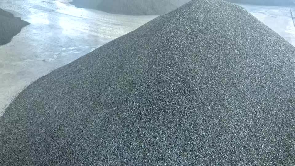 Crushed coconut shell char raw material pile at YELI factory